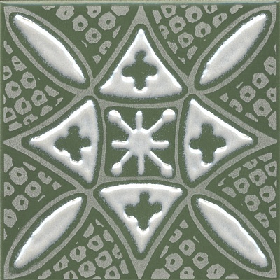 Kerama marazzi Декор Бахия 2 зелёный глянцевый 9,8x9,8x0,7