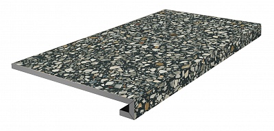 Kerama marazzi Ступень фронтальная клееная Бричиола чёрный матовый обрезной 33x60x0,9